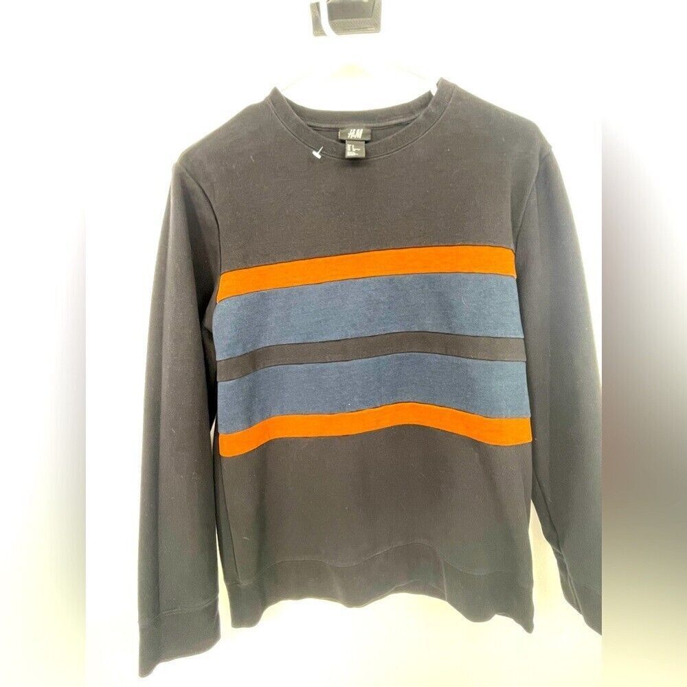 H&M size small sweatshirt orange and black with blue strips